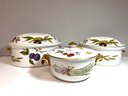 3 Pretty Royal Worcester Evesham Porcelain Oven To Table Casserole Dishes W Covers - 2 Oval 1 Round