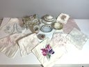 Vintage 6 Delicate Handkerchiefs & 6 Small China Pcs - RIS Germany, Richard Ginoti Italy, Maybe Meissen...