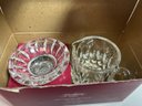 Glass 3 Section Server, Sm Pitcher, Cream & Sugar And Gorham Boxed New Crystal Cream & Covered Sugar