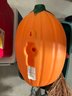 BL/ Large Plastic Tote Filled W Assorted Fall Autumn Halloween Decor Items