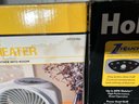 BL/ 3 Boxes Climate - 2  Holmes Whisper Quiet Heaters HFH2986, Hunter Passport II Series 52' White Ceiling Fan