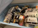 BL/ 4 Bins Electrical Bundle- Assorted Bulbs, Switch Plates, Wires, Sockets, Dimmers, Cable...& More