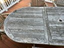 D/ Gorgeous Large Outdoor Teak Octagonal Table W 6 Teak Adjustable Back Arm Chairs By Plantation Timbers
