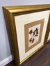 2 Vintage Gold Framed Artwork Of Pressed Dried Flowers - Iris & Cornus/Dogwood