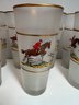 Set Of 7 Vintage Fox Hunt Hunting Horses Frosted High Ball Drinking Glasses