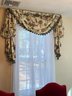 DR/ 2 Window Treatments -swag Style, Floral W Green Trim & Tassles, Lined & Rods - 1 Short & 1 Long Window