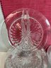 2 Pretty Pressed Glass Plate Sets - 12 Lunch Plates & 12 Dessert Plates