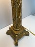 Lamp #1 - Attractive Gilt Table Lamp W Beaded Shade