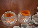 DR/ 11pcs - Assorted Decor: Painted Stone Plate, Mini Glass Mushrooms, Candle Holders Etc