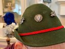 E/ 2 Pcs -green Tyrol Felt Hat & Embroidered Dirndl Traditional Dress Folk Costume By Wurzer Austria