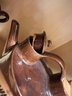 K/ 7 Pc Unique Rustic Look Brown Glazed Double Spout Teapot W 6 Matching Cups Made In Bulgaria