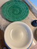 K/ 7 Pc Assorted Ceramic Bowls Platters - Evandale Bee Motif Platter, Green Shallow Bowl Poole Pottery Etc
