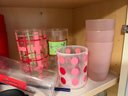 K/ 3 Shelves Of Assorted Glass & Plastic Drinkware, Pitchers, Bowls, Water Bottles & More