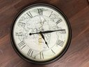 Old World Look Wall Clock W Map Face & Roman Numerals