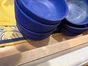 K/ Drawer Filled W 52 Pcs Pretty Cobalt Blue Colored Pottery Plates, Bowls, Cups & Saucers...