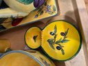 K/ Beautiful 52 Pcs Gibson Elite Claire Murray Yellow Fruit Berries China Plates, Bowls, Canisters, Teapot...