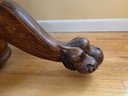 FR/ Stately Vintage Round Wood Table Pedestal W 4 Huge Claw Feet