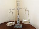 FR/ Vintage Giuliani Creation Marble/Alabaster & Brass Scales Of Justice Ornamental Top 2 Ft Tall