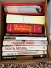 FR/ 4 Shelves & 4 Boxes Assorted Hard Cover Books - Cooking, Colleges, Art, Travel, History, Humor...