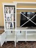 FR/ Gorgeous White Contemporary 3 Section Entertainment Center With Top Section Crown