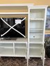 FR/ Gorgeous White Contemporary 3 Section Entertainment Center With Top Section Crown