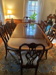 ST/ Gorgeous Ethan Allen '18th Century Mahogany' Dining Table, 2 Pedestal Base & 2 Leaves