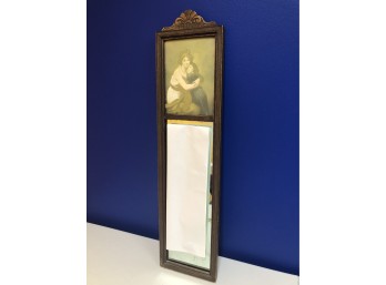 Antique Victorian Narrow Mirror W Picture Top By Furst Line