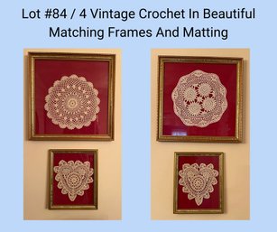 DR/ 4pcs - Vintage Crochet In Beautiful Matching Frames And Matting