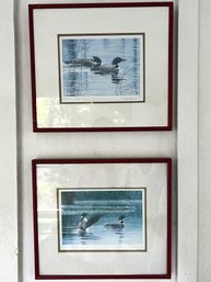 SP/ 2 Framed Prints Signed By Don Li-Leger 'Loons' And 'Fishing Loons', 11'w X 8.5'h