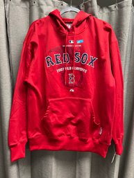 New W Tags Boston Red Sox 2007 MLB Playoffs Men's Large Red Hood Sweatshirt - Authentic Collection