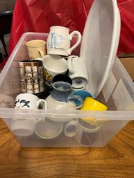 BR/ Mugs & More - 1 Oval White Dansk Platter & Assorted Ceramic Mugs