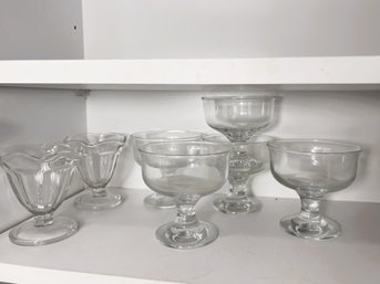 K/ 7pcs - Shelf Of Assorted Dessert Glassware