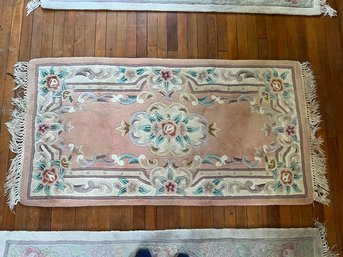 4U/ Pretty Peach And Rose Colored Fringed Area Rug