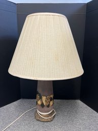 AN/CR178 - Lovely Fruit Motif Pottery Table Lamp On Metal Base With Shade