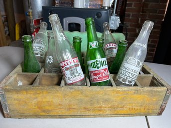 C/ 11pcs - Vintage Coca Cola Wooden Crate With Vintage Bottles