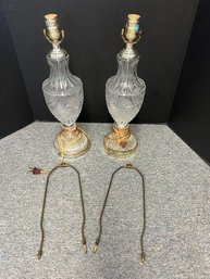 AN/CR175 - 2 Pressed Glass Table Lamps