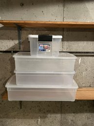 G/ 4pcs - Clear Storage Bins With Covers - Assorted Sizes
