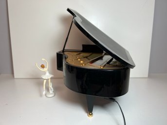 Mini Replica Black Baby Grand Piano W Ballerina Figurine