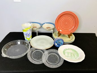 C/ Box W Assorted Dish Ware & Other Items - Homer Laughlin, Citrus Grove, Pyrex, Home Stoneware Etc