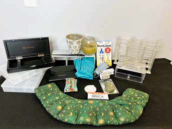 C/ Box With Miscellaneous Home Items - Organizing Boxes, Candles, Letter Opener Etc