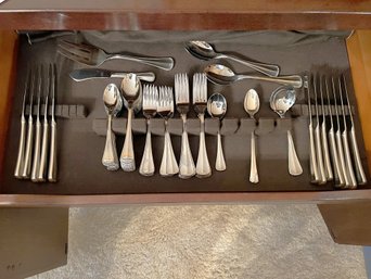 DR/ Box Sophisticated Towle 18/8 Stainless Germany Flatware Service For 12 - Beaded Edge Design At Bottom