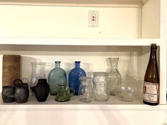 BR/ Shelf Filled W Assorted Bottles & Vases