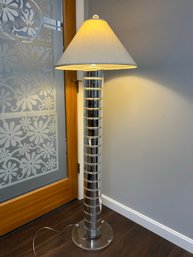 Contemporary Mirrored Column Floor Lamp W Lucite Stand/Base