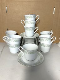 L/ 24pcs - Taihei Fine China, Japan - Springtime Pattern - Teacups And Saucers