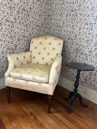 4U/ 2pcs - Vintage Arel Bros. Comfy Arm Chair & Charming Hexagonal Dark Wood Side/Accent Table