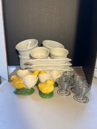 P/ 21pcs - Porcelain Serve Ware With Unique Chicken Egg Cups And Corn Dishes Etc