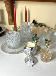 FR/ 14pcs - Candle Holders And Candle Bundle: Votives, Tapers Etc