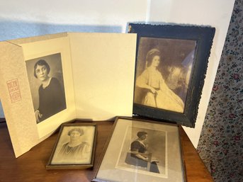 4U/ 4pcs - Vintage/Antique Art: Black And White Pictures Of Women - 3 Framed