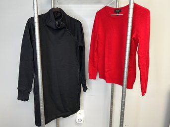 C/ Athleta Black Dress & Charter Club Red Cashmere Sweater - Both Size XP