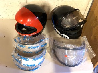 C/ Box 5 Pc - Romer CP2 Porsche Design Helmet 61/62, Griffin 520 Snow Full Face Helmet Lrg, 3 New Face Shields